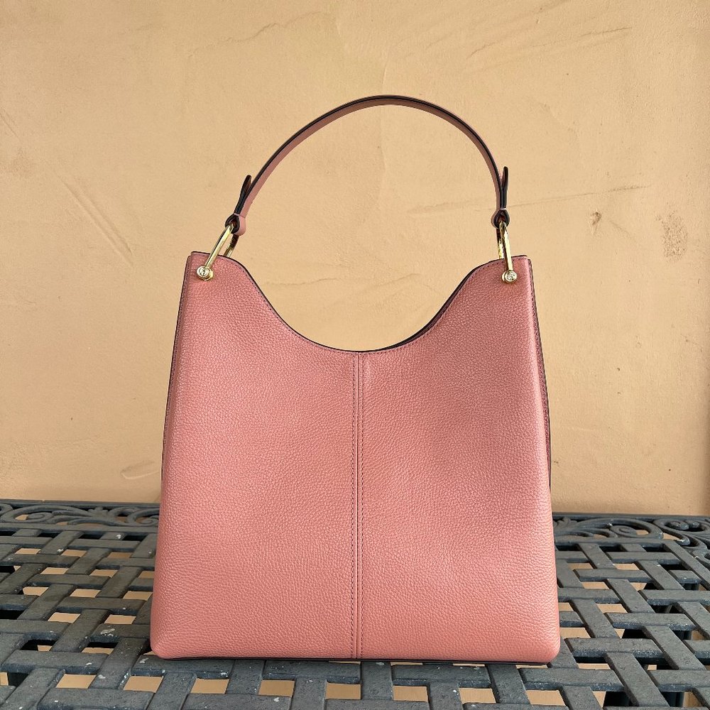 Michael Kors Joan Large Slouchy Hobo Shoulder Bag Sunset Rose Pink - Picture 2 of 10